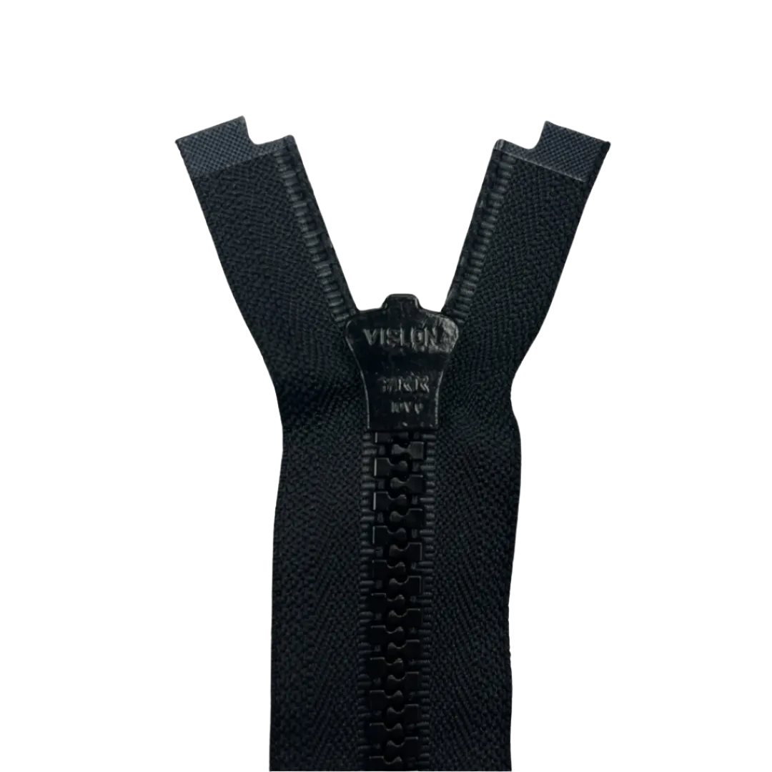 16 inch (41cm) Molded, Separating One-Way YKK® #10 Molded Tooth Zipper - Black