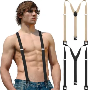 2 Pcs Hidden Suspenders for Men Hiking Undergarment Suspenders for Winter Untucked Men Outdoor Hiking Ski Pant