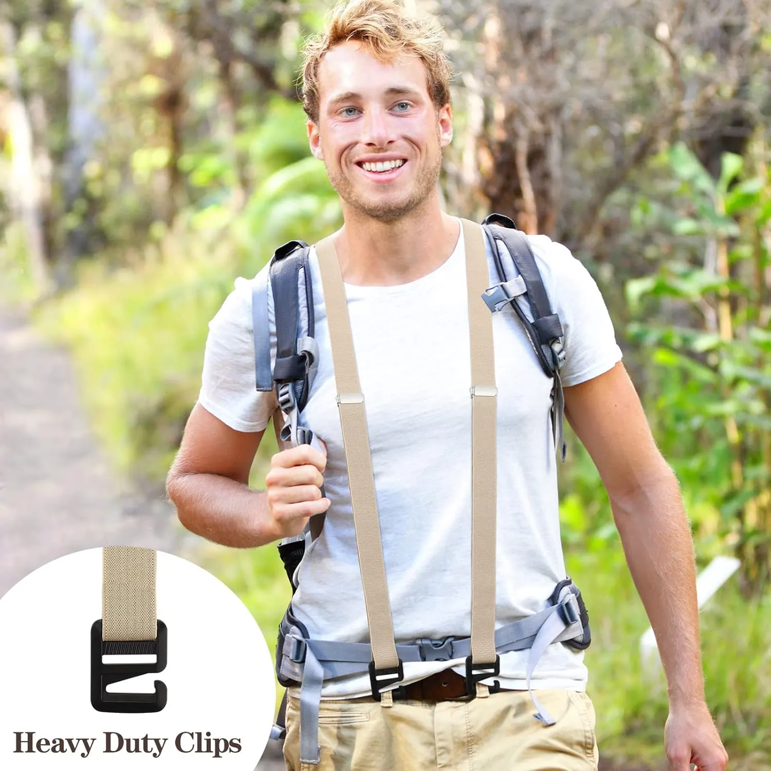 2 Pcs Hidden Suspenders for Men Hiking Undergarment Suspenders for Winter Untucked Men Outdoor Hiking Ski Pant