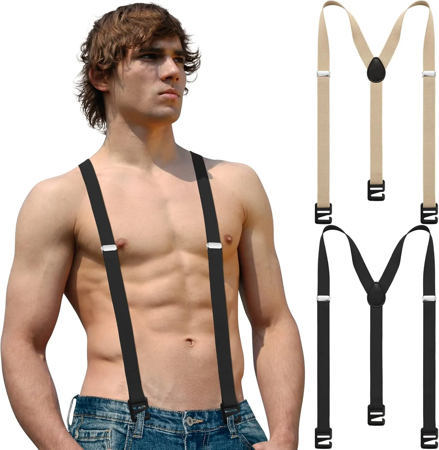2 Pcs Hidden Suspenders for Men Hiking Undergarment Suspenders for Winter Untucked Men Outdoor Hiking Ski Pant