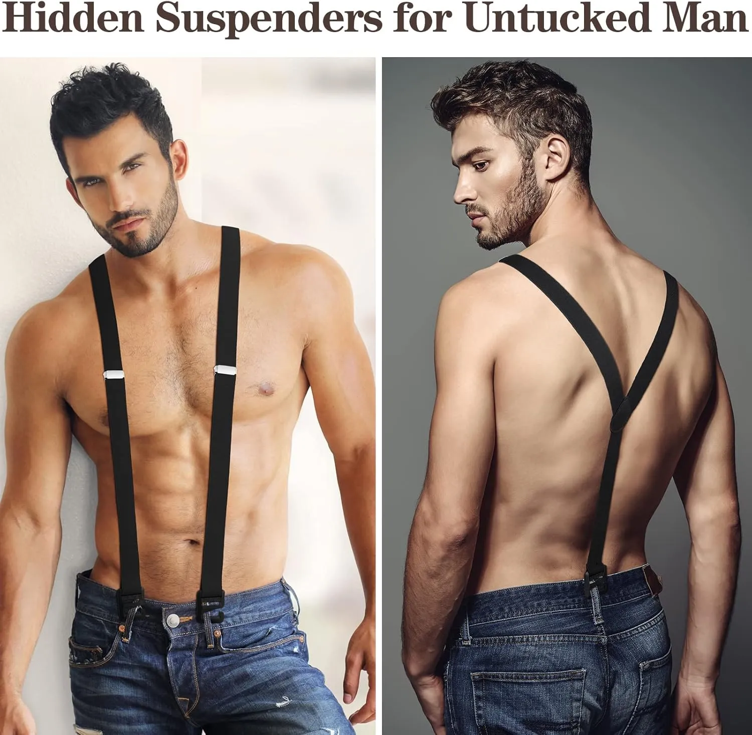 2 Pcs Hidden Suspenders for Men Hiking Undergarment Suspenders for Winter Untucked Men Outdoor Hiking Ski Pant