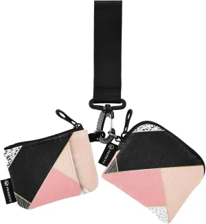 2PCS Coin Purse Wristlet Wallets Keychain Wallet Zip Around Portable Wallet with Detachable Dual Pouch Retro Texture Dot Geometric