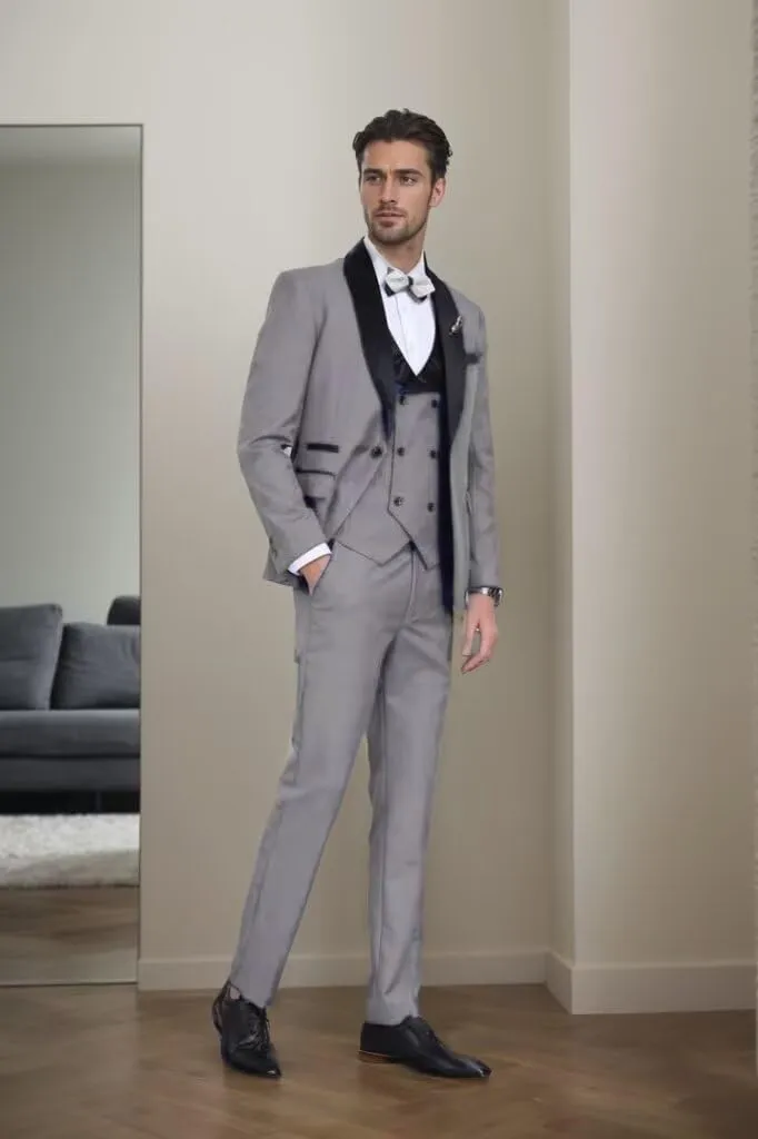 3 Piece Mens Tuxedo Suit Set Slim Fit Men Wedding Prom Party Suits Blazer Pants Shawl Collar Dinner Double Breasted Suit Set