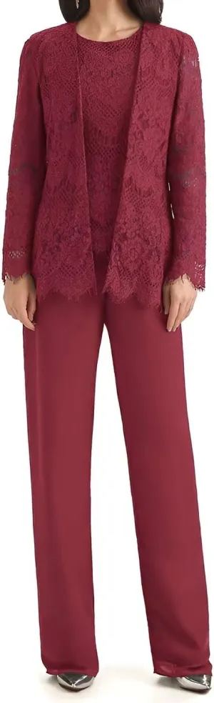 3 Pieces Mother of The Bride Pant Suits for Wedding Lace Chiffon Pant Suits Grandmother of The Bride Pant Suits