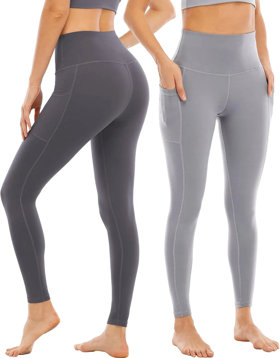 4 Pack Leggings with Pockets for Women,High Waist Tummy Control Workout Yoga Pants