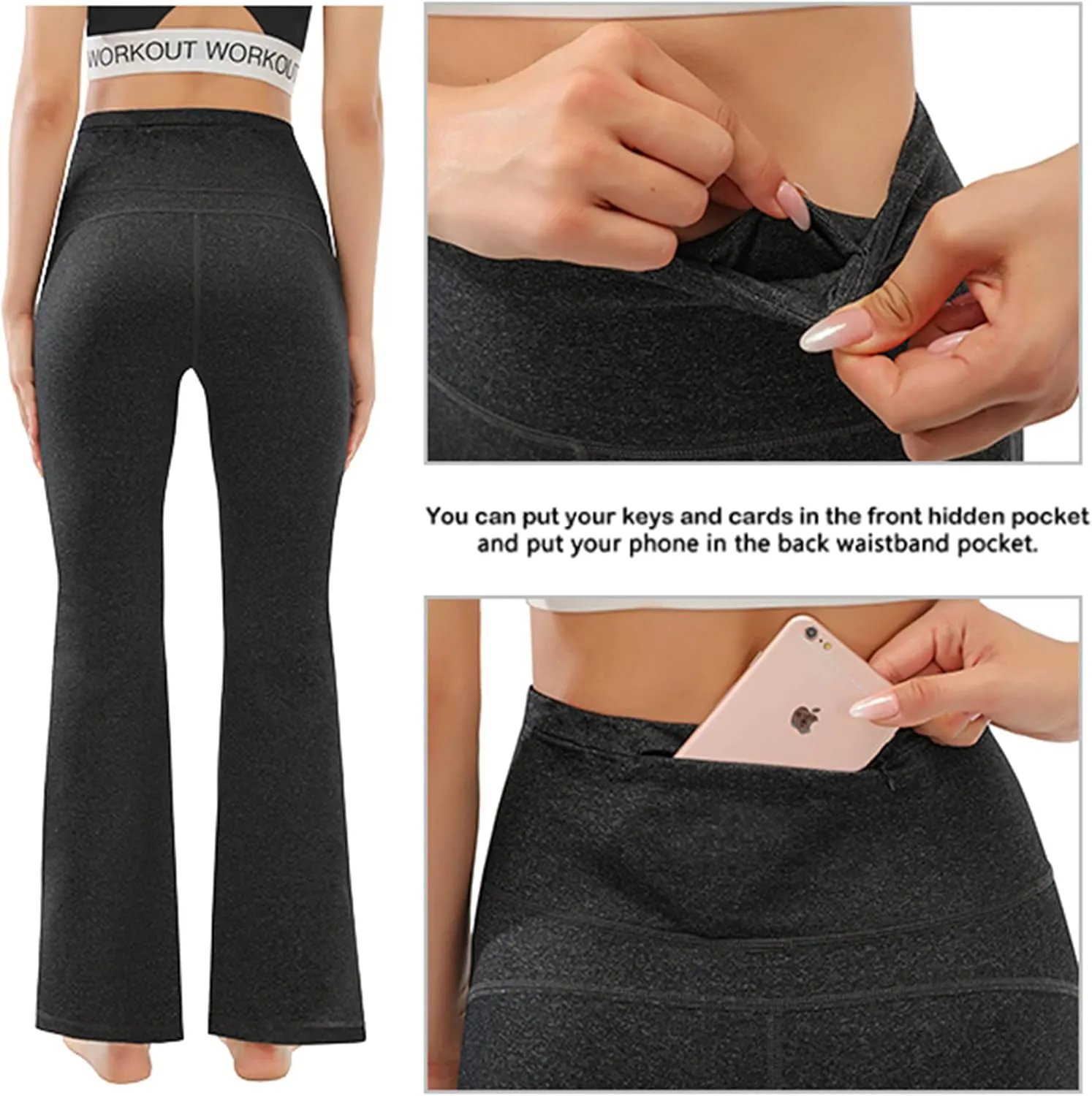 AFITNE Women's Yoga Pants Wide Leg Workout Leggings Flare Casual Lounge Pants with Pockets High Waist and Tummy Control