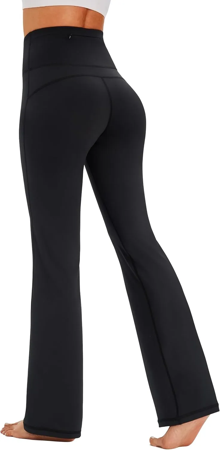 AFITNE Women's Yoga Pants Wide Leg Workout Leggings Flare Casual Lounge Pants with Pockets High Waist and Tummy Control