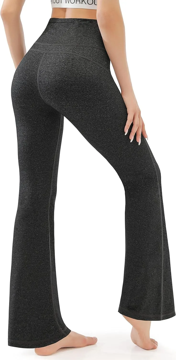 AFITNE Women's Yoga Pants Wide Leg Workout Leggings Flare Casual Lounge Pants with Pockets High Waist and Tummy Control