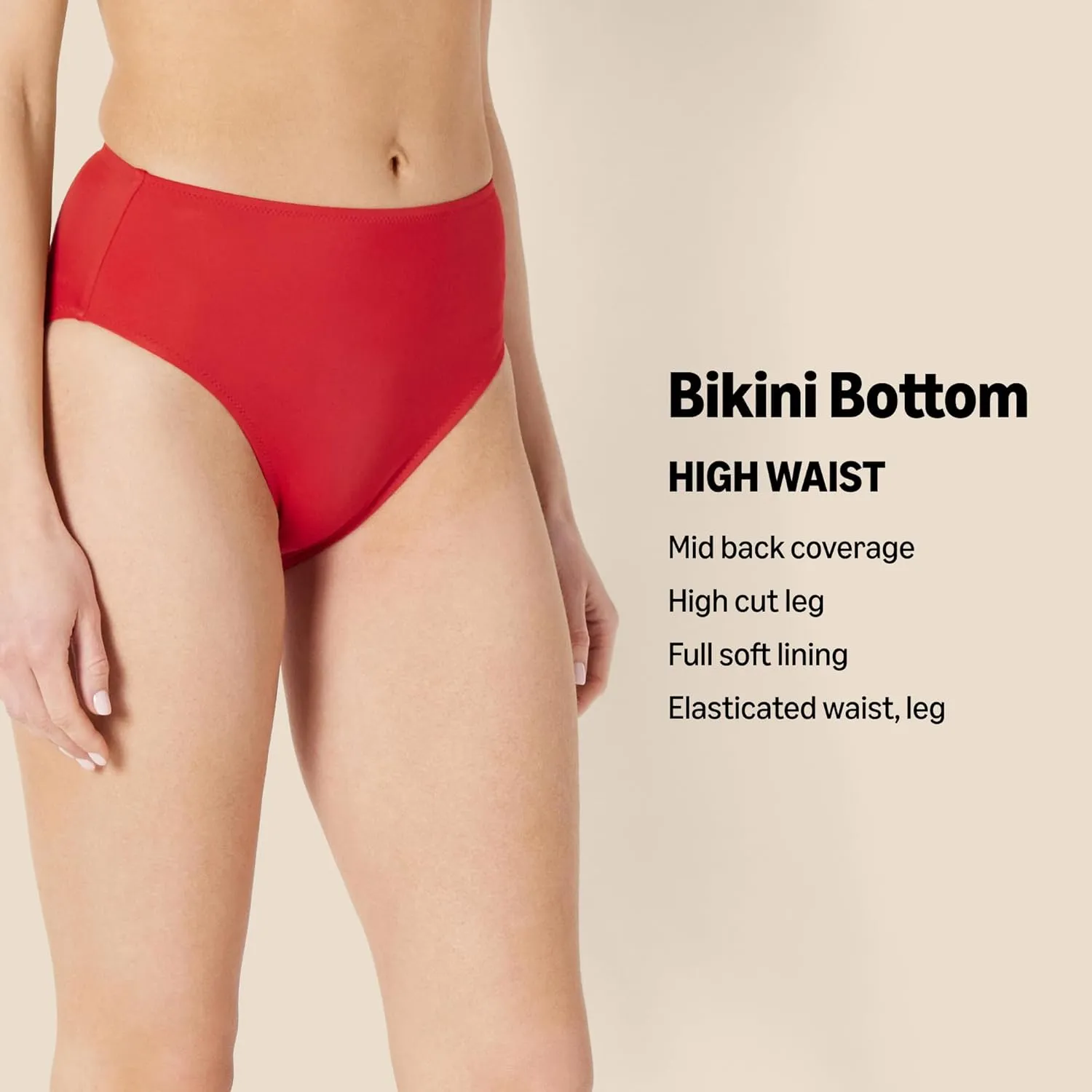 Amazon Essentials Women's High Waist High Leg Bikini Bottom