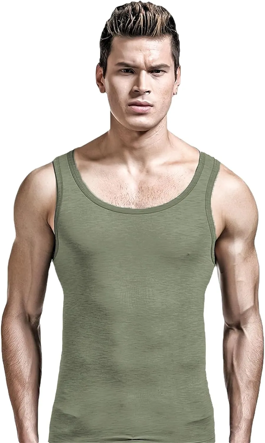 ANUFER Mens Plus Size 3 Pack Soft Stretchy Vests Tank Tops Plain Sleeveless Undershirts Gym Workout Tops