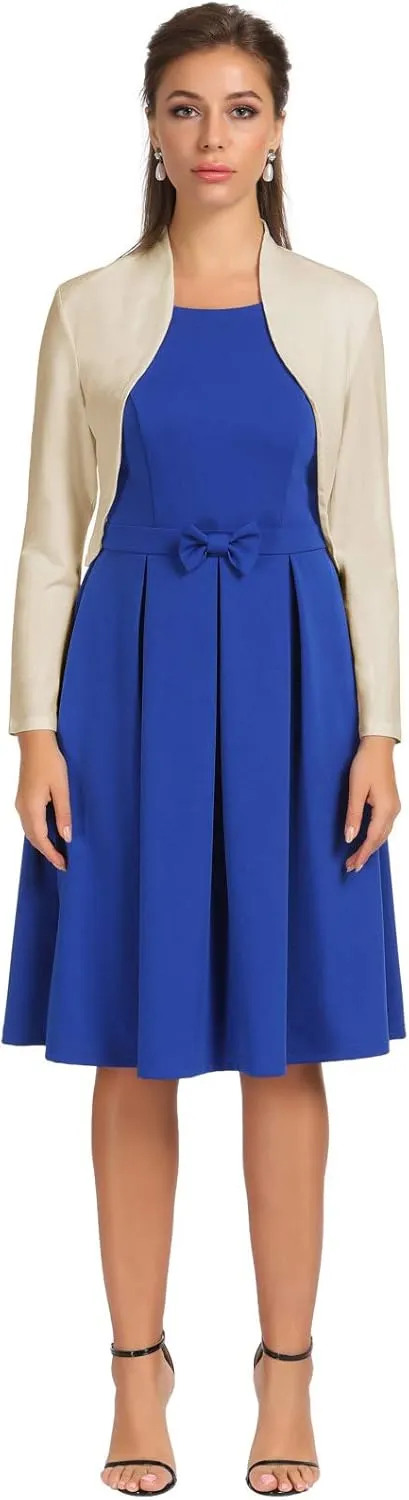 Belle Poque Women's Vintage Cropped Shrug Open Front Long Sleeve Ruffled Bolero Cardigan S-2XL