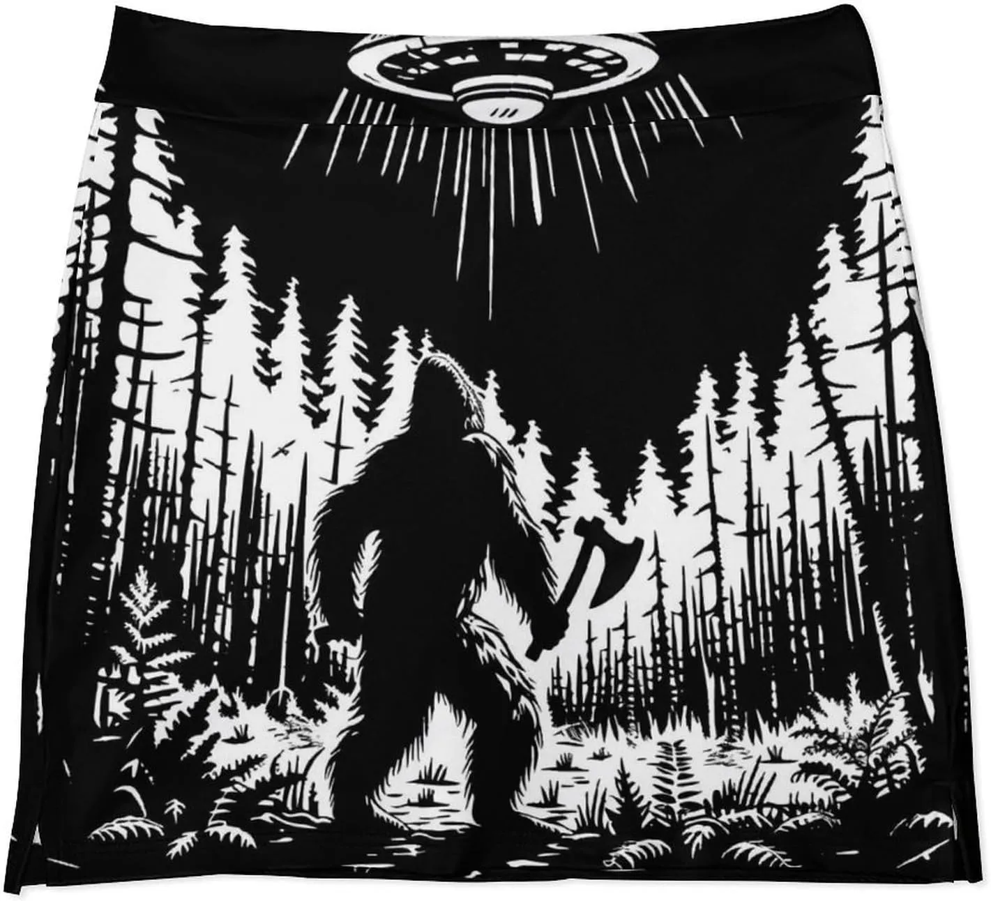 Bigfoot Spaceship Sasquatch Aliens Women's Skort Athletic Skirt Golf Skorts A-line Skirts with Built-in Shorts Pockets