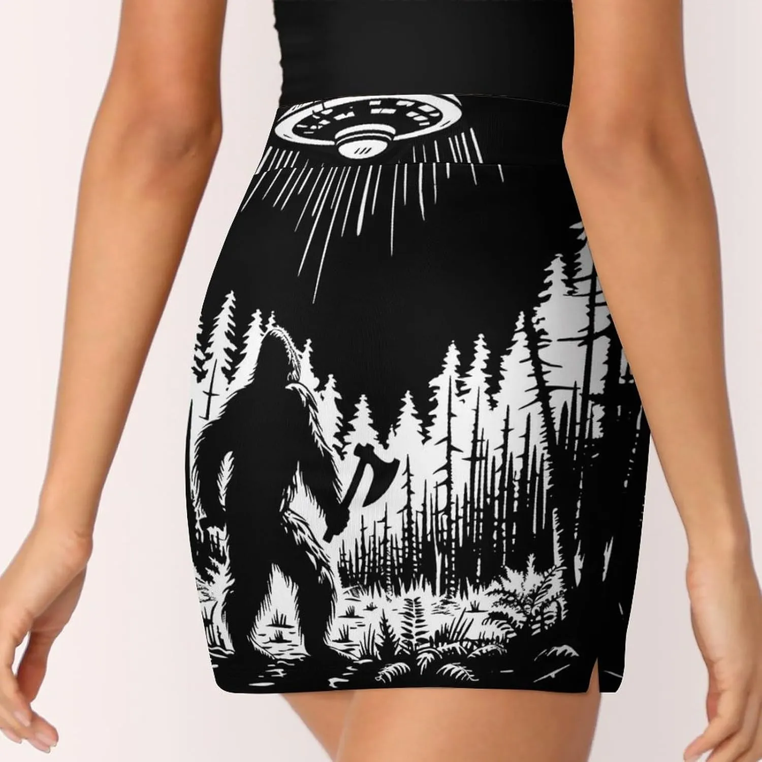 Bigfoot Spaceship Sasquatch Aliens Women's Skort Athletic Skirt Golf Skorts A-line Skirts with Built-in Shorts Pockets