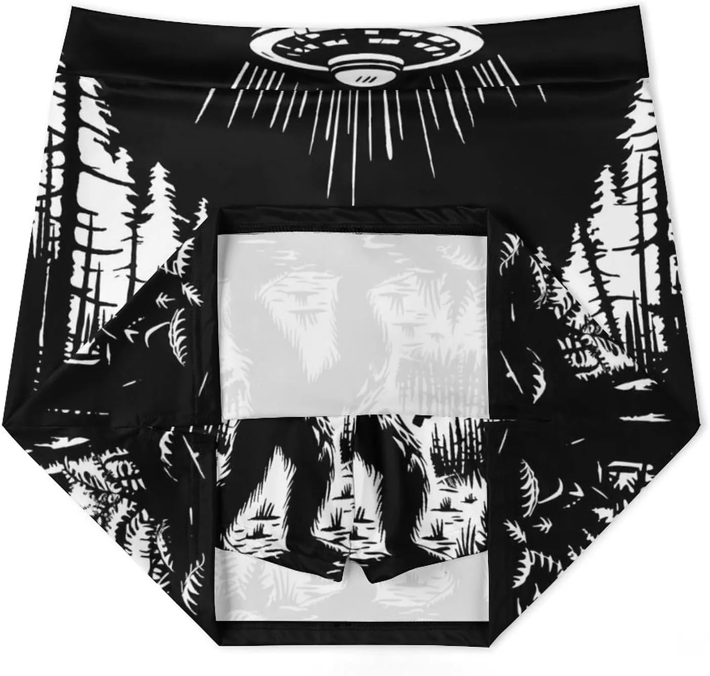Bigfoot Spaceship Sasquatch Aliens Women's Skort Athletic Skirt Golf Skorts A-line Skirts with Built-in Shorts Pockets