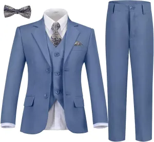 Boys Formal Suit Set Kids Tuxedo Suits for Boys Easter Wedding Outfit with Ties and Pocket Square
