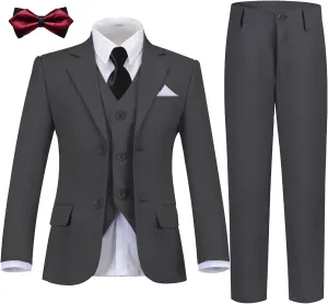 Boys Formal Suit Set Kids Tuxedo Suits for Boys Easter Wedding Outfit with Ties and Pocket Square