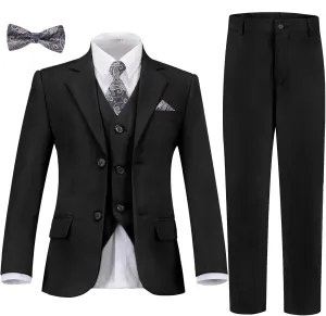 Boys Formal Suit Set Kids Tuxedo Suits for Boys Easter Wedding Outfit with Ties and Pocket Square