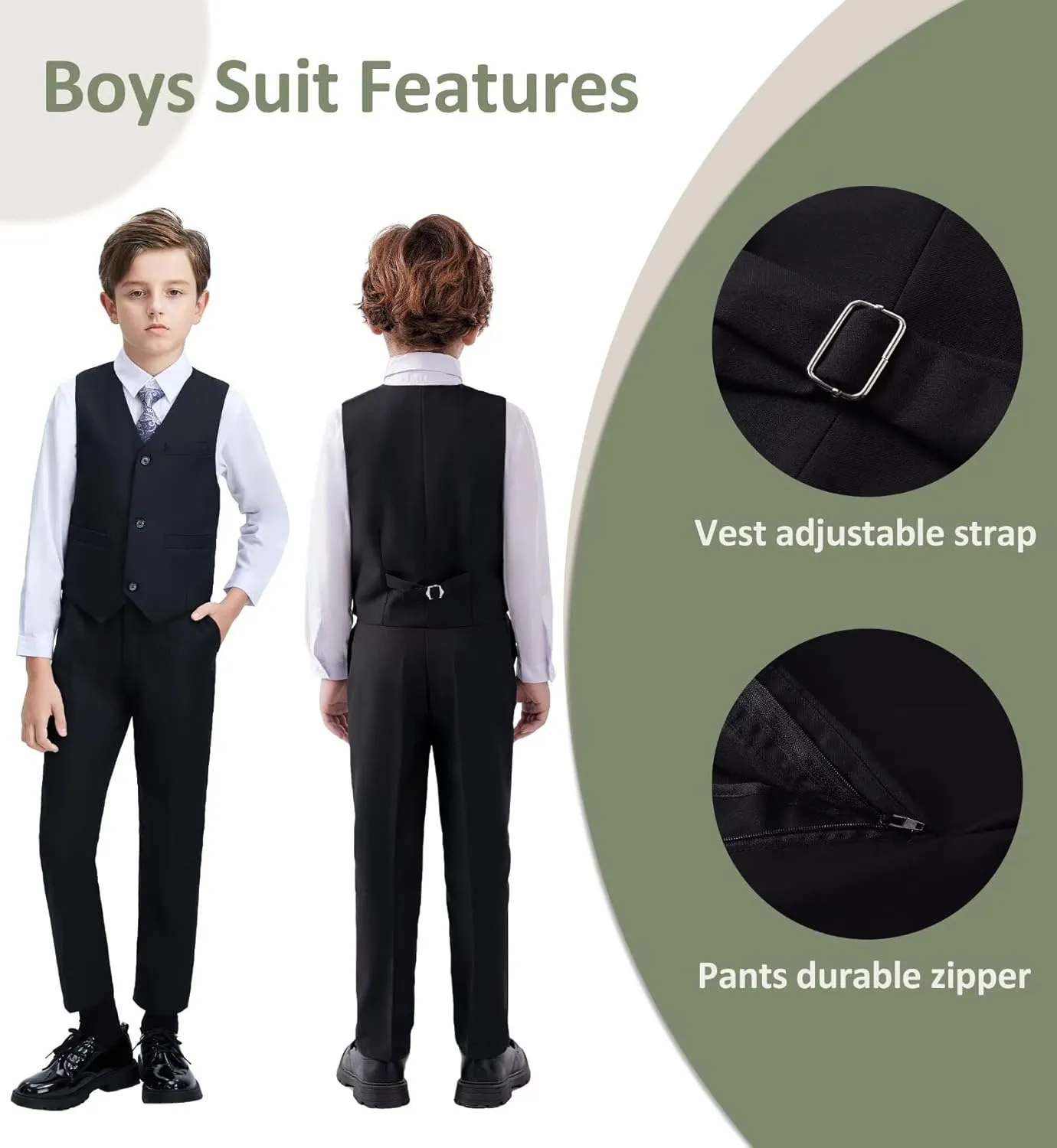 Boys Formal Suit Set Kids Tuxedo Suits for Boys Easter Wedding Outfit with Ties and Pocket Square