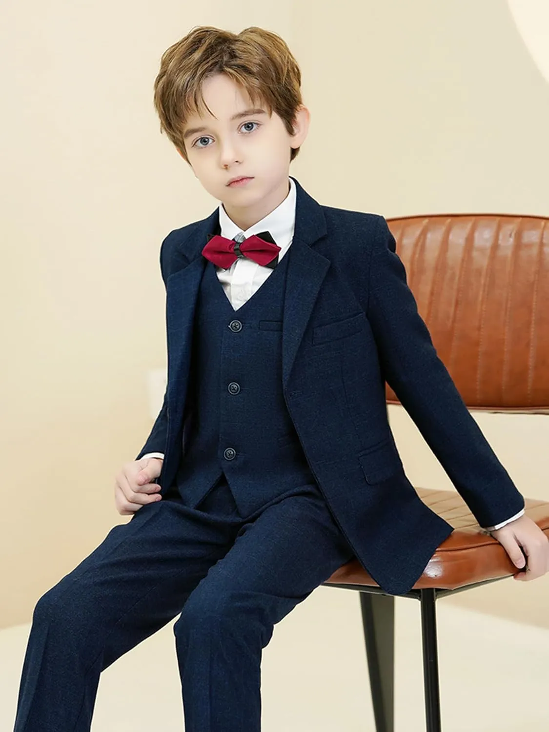 Boys Suits 3 Piece Slim Fit Suit Set Dresswear Ring Bearer Outfit for Boy
