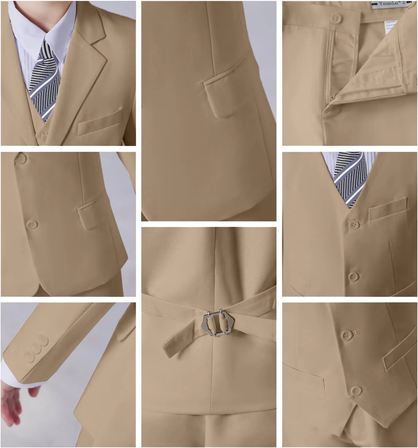 Boys Suits Black Suit for Boy Slim Fit Formal Toddler Kids 7Pcs Vest Dress Pants Blazer Ring Bearer Outfit with Accessory