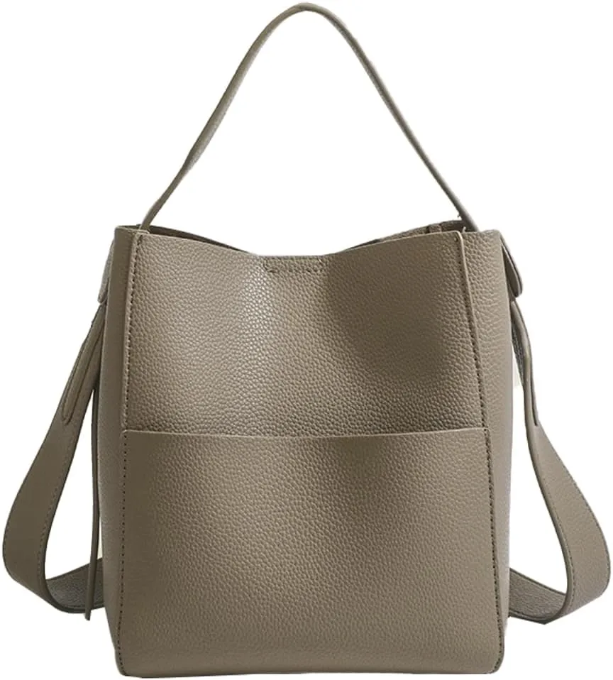 Bucket Tote Purses for Women Designer PU Leather Shoulder Crossbody Bag Large Top Handle Satchel