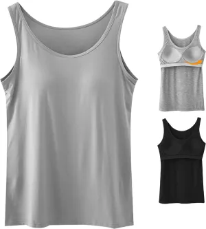 Camisole Tops for Women Summer Spaghetti Strap, Built-in Bra, Casual Tank top, Sports Yoga Shirt