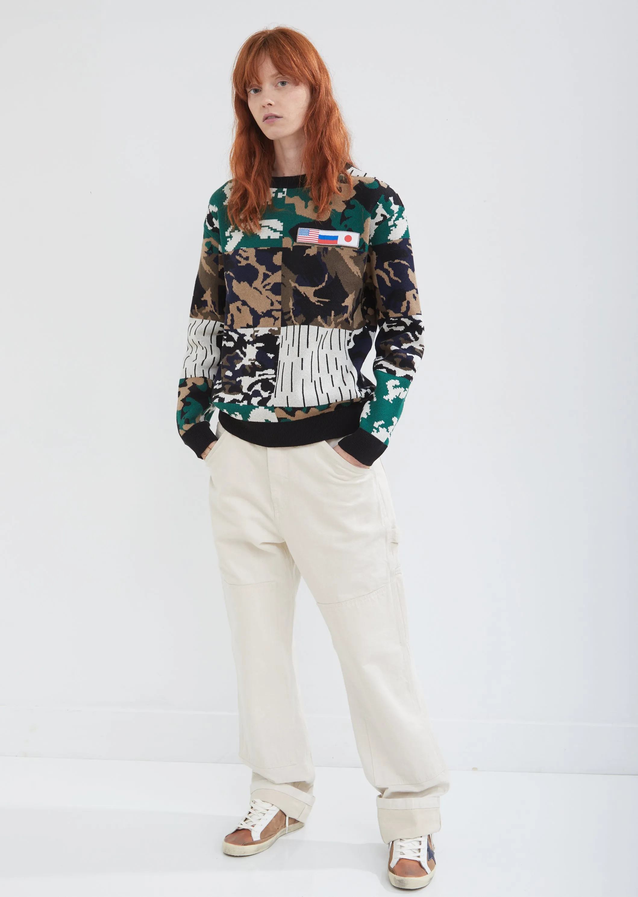 Camo Jacquard Patch Sweater