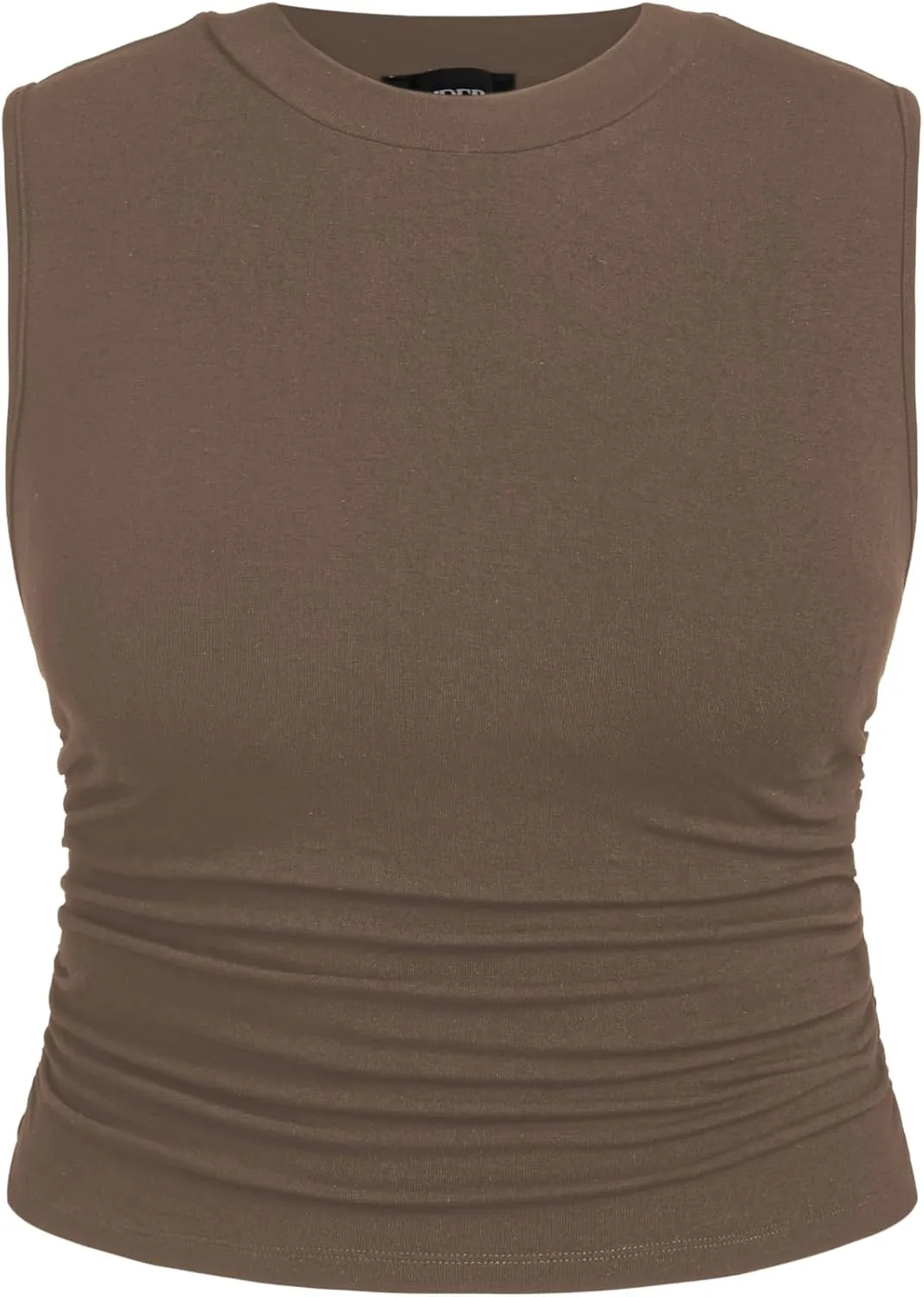 CIDER Plus Size Tops for Women Sleeveless Ruched Crew Neck Crop Tank Top Summer Casual Outfits
