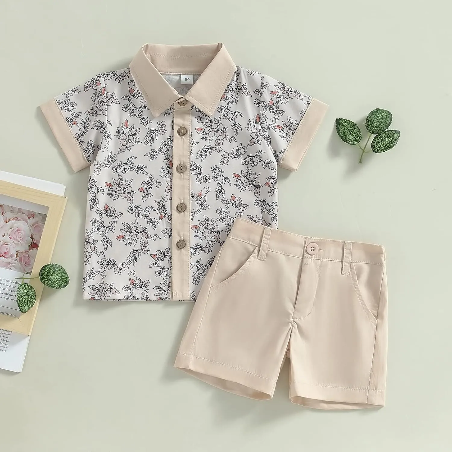 CIYCUIT Toddler Baby Boys Summer Print Shirt Outfits Clothes Short Sleeve Button Down Tops   Shorts Set