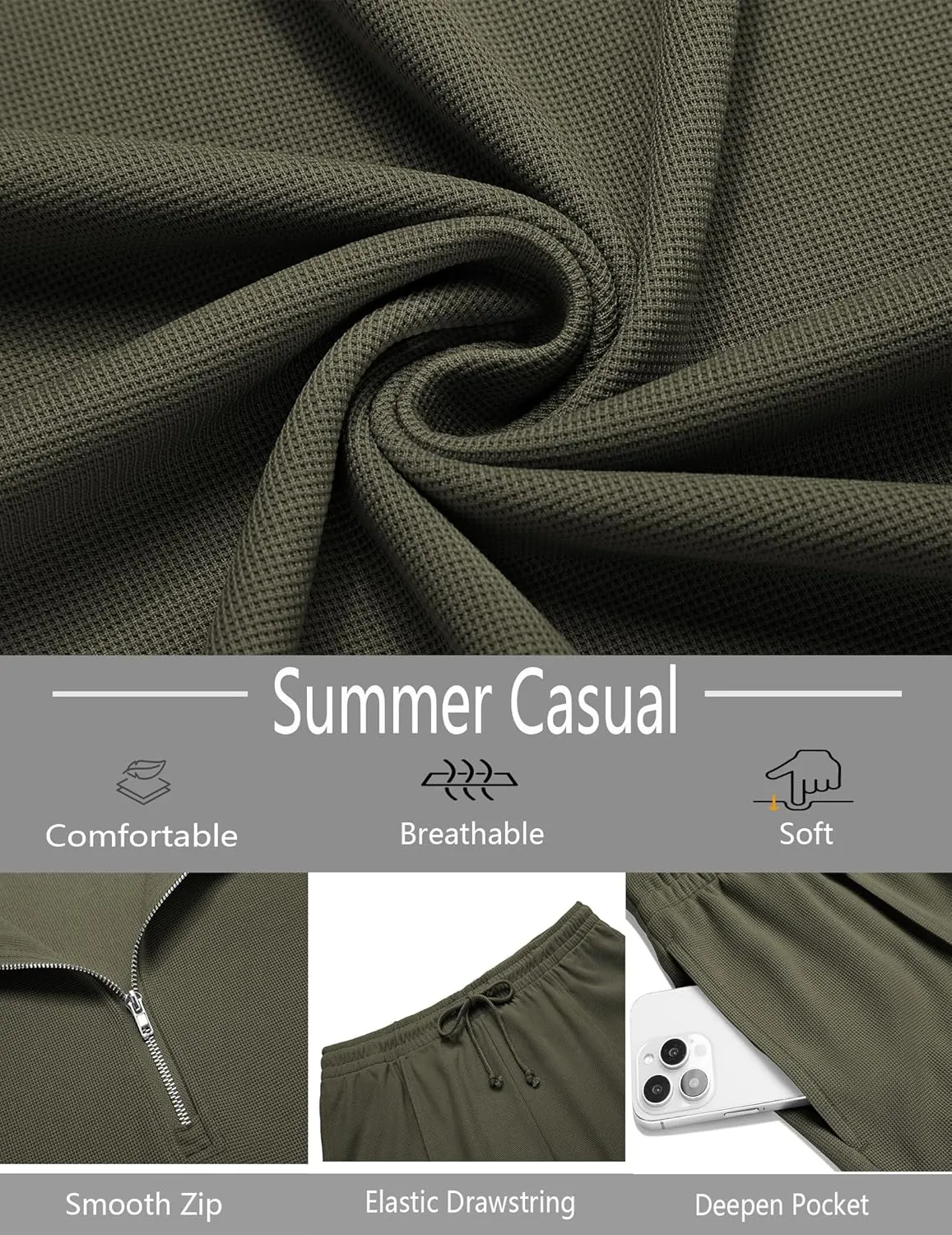 COOFANDY Men's Track Suits 2 Piece Set Quarter Zip Polo Shirt and Shorts Set Summer Casual Outfits