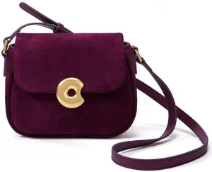 Cowhide Small Bag Small Square Bag Women's Fashion Design French Retro Texture Frosted Velvet Commuter Bag(Brown)