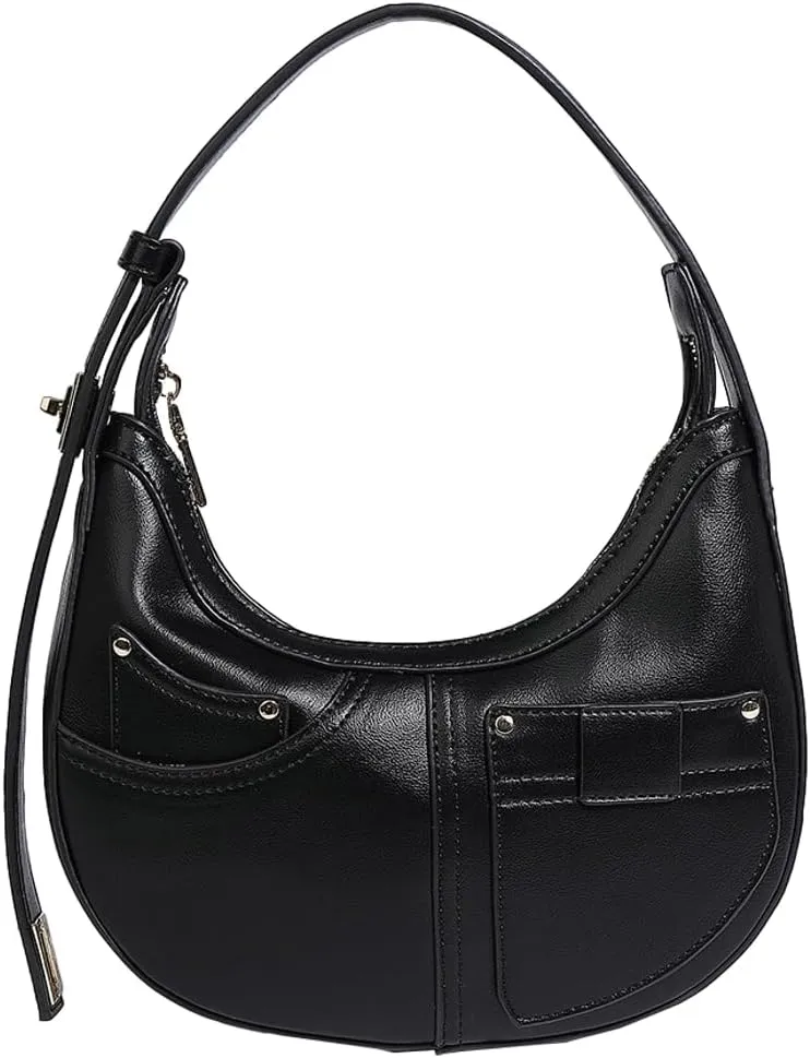 Crescent Shoulder Bag for Women Trendy Purse Vegan Leather Clutch Small Tote Bag Handbag Satchel Adjustable Strap