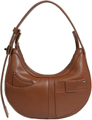 Crescent Shoulder Bag for Women Trendy Purse Vegan Leather Clutch Small Tote Bag Handbag Satchel Adjustable Strap