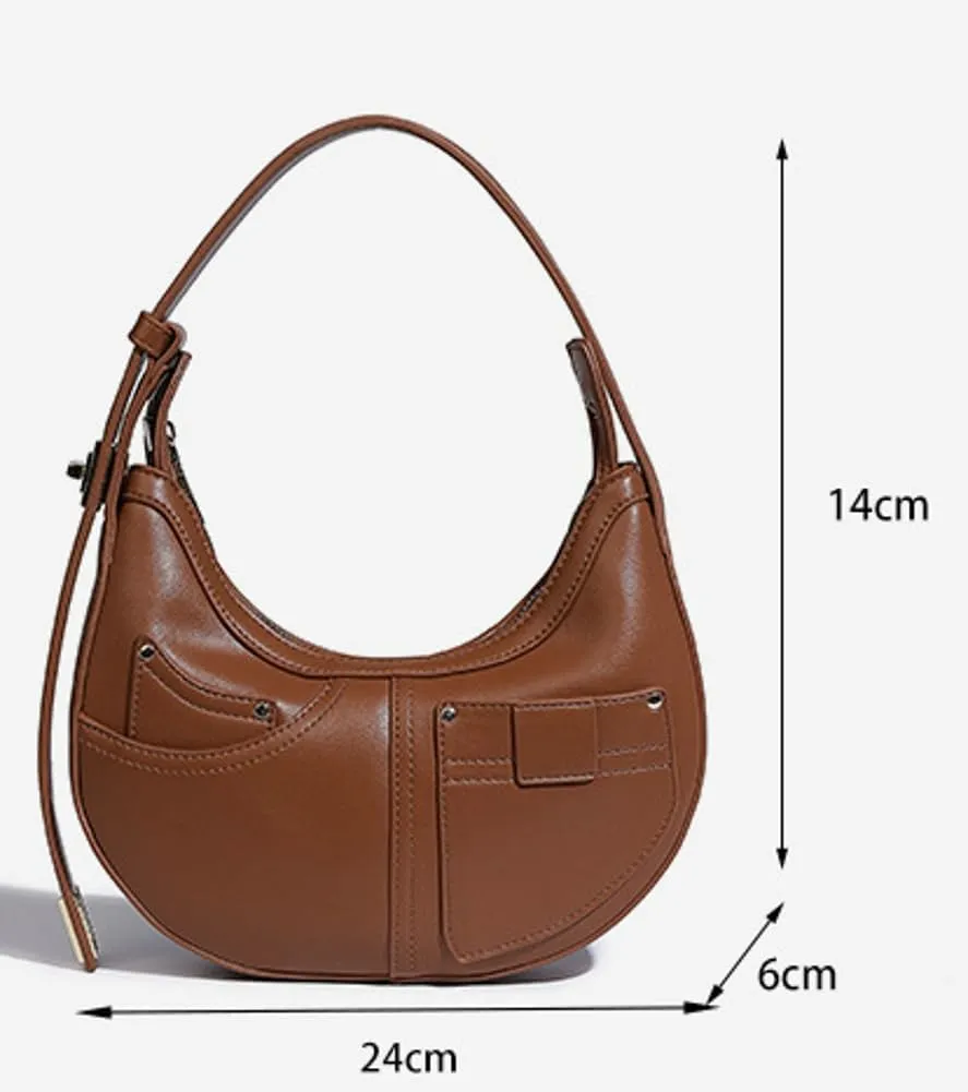 Crescent Shoulder Bag for Women Trendy Purse Vegan Leather Clutch Small Tote Bag Handbag Satchel Adjustable Strap