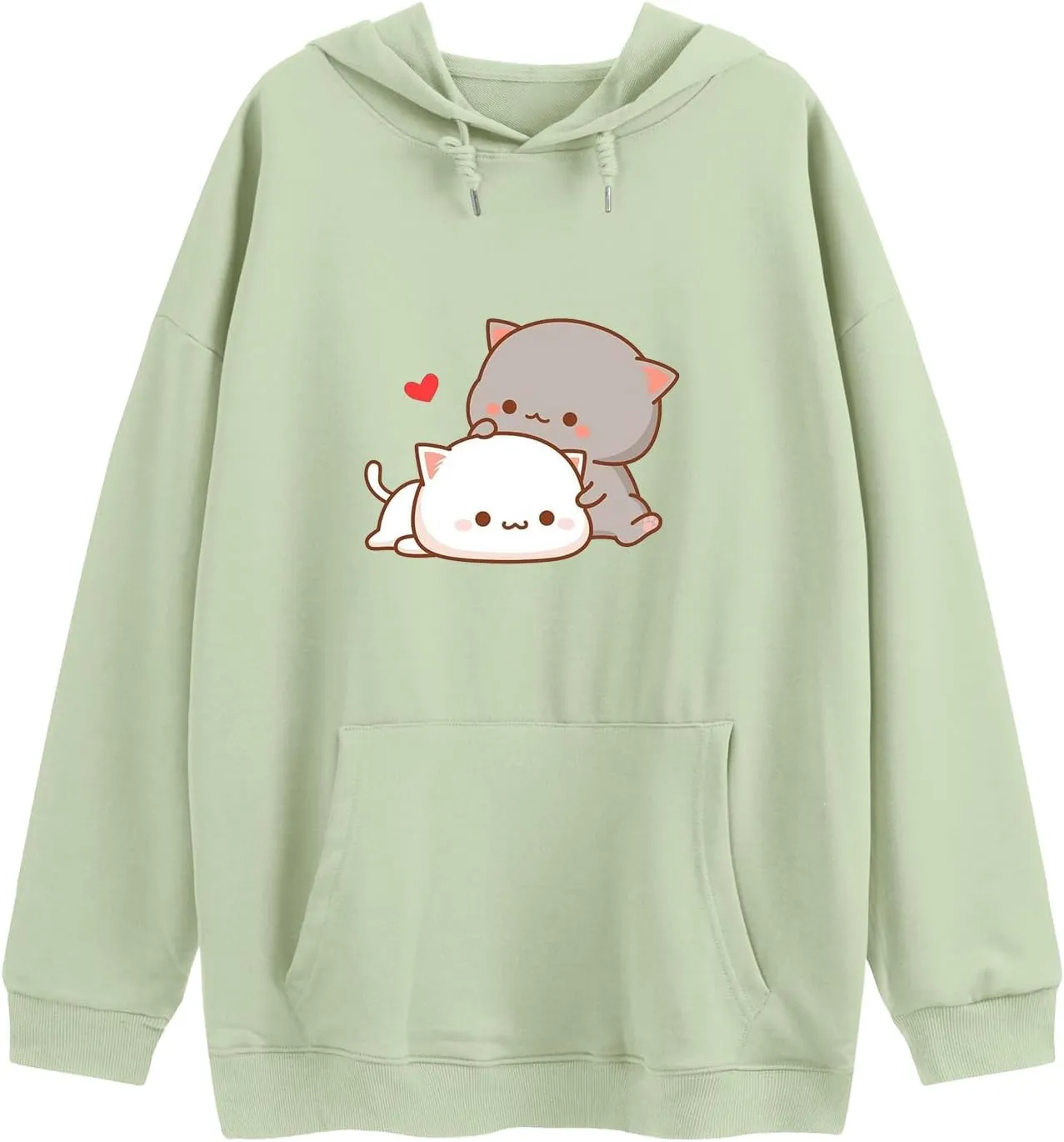 Cute Cat Graphic Hoodies Aesthetic Hooded Sweatshirts for Teen Girls Kawaii Cartoon Anime Lightweight Pullover Tops