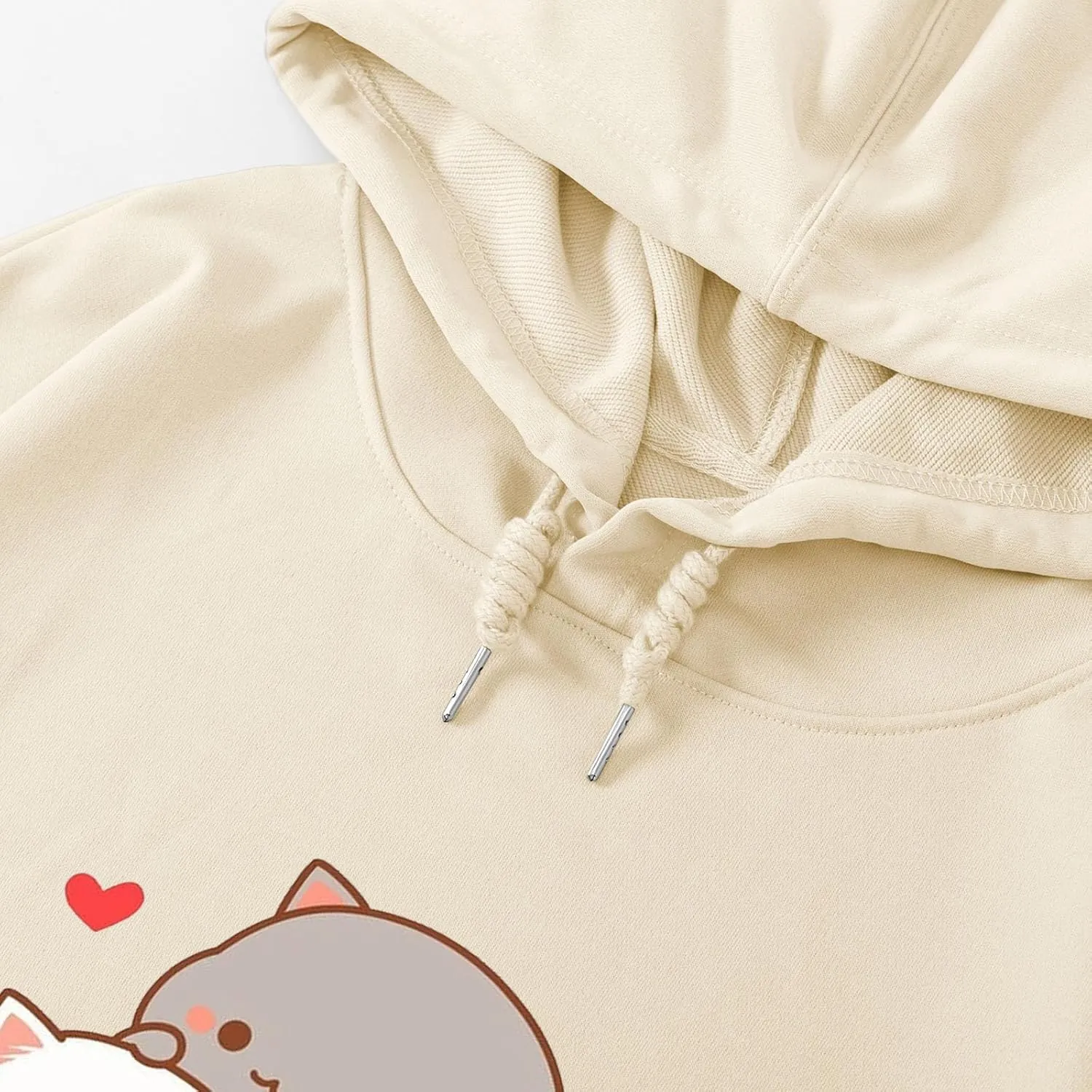 Cute Cat Graphic Hoodies Aesthetic Hooded Sweatshirts for Teen Girls Kawaii Cartoon Anime Lightweight Pullover Tops