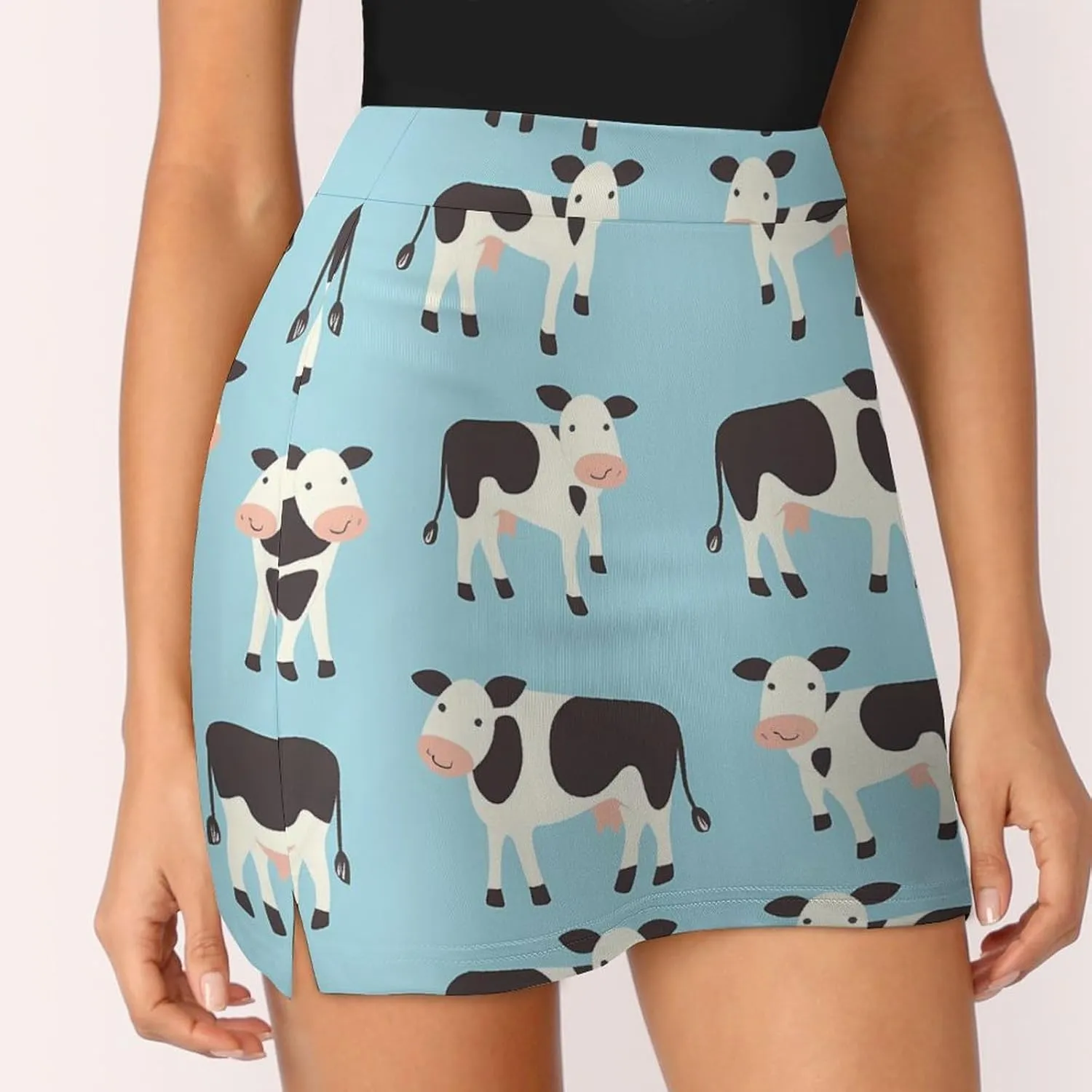 Cute Cattle Cow Women's Skort Athletic Skirt Golf Skorts A-line Skirts with Built-in Shorts Pockets