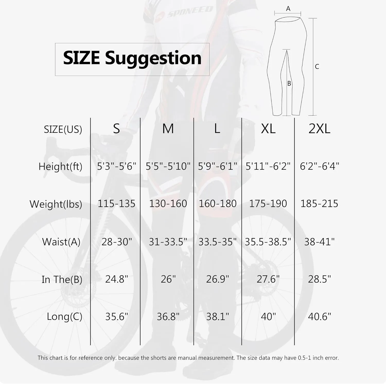 Cycling Pants for Men Road Bike Compression Tights Winter Biking Bottoms with Padding UV Proof