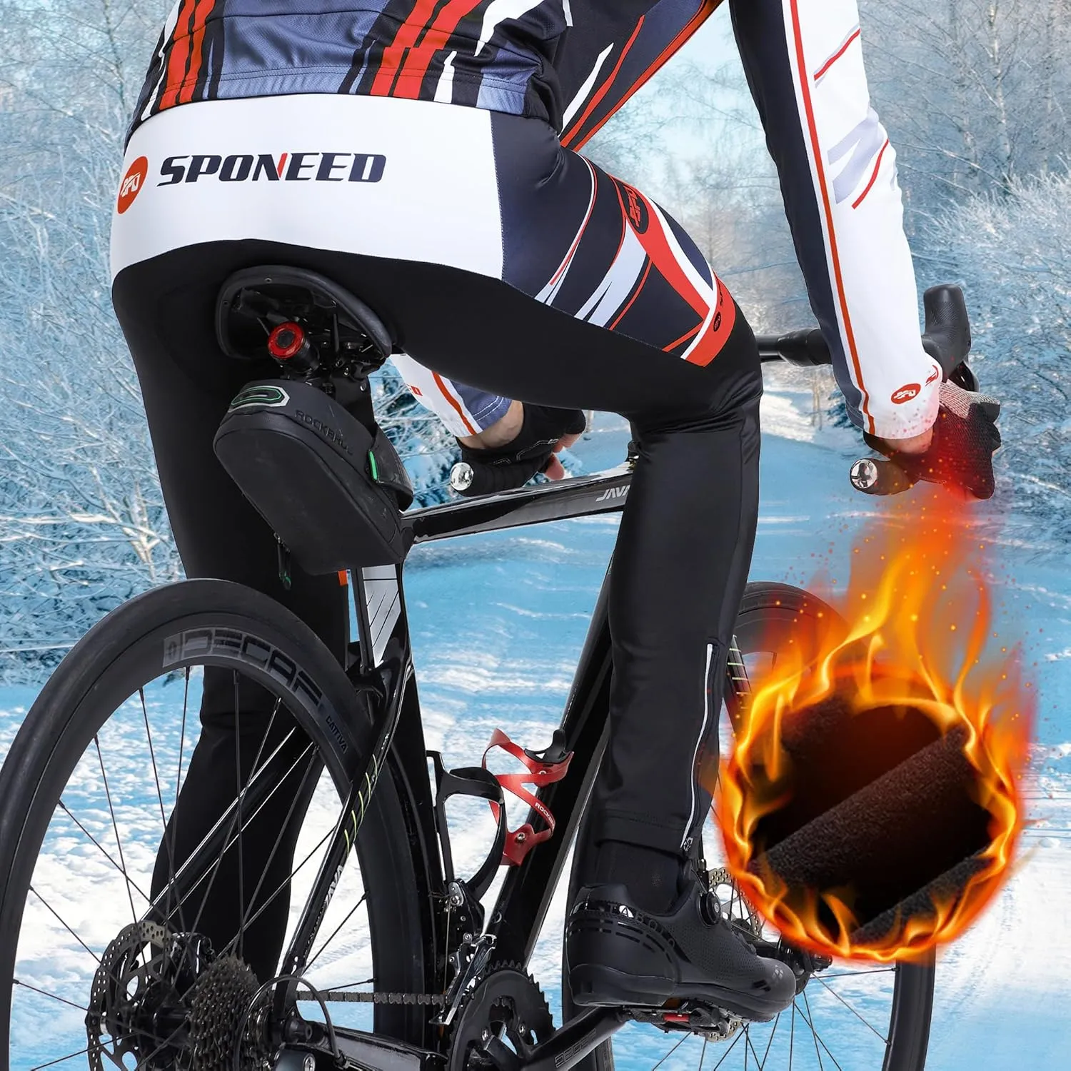 Cycling Pants for Men Road Bike Compression Tights Winter Biking Bottoms with Padding UV Proof