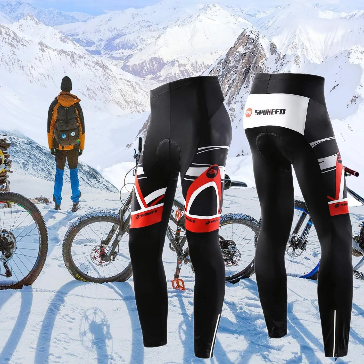 Cycling Pants for Men Road Bike Compression Tights Winter Biking Bottoms with Padding UV Proof