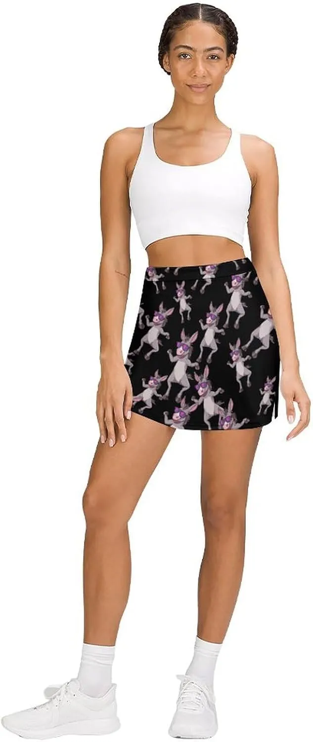 Dancing Gray Donkey Women's Skort Athletic Skirt Golf Skorts A-line Skirts with Built-in Shorts Pockets