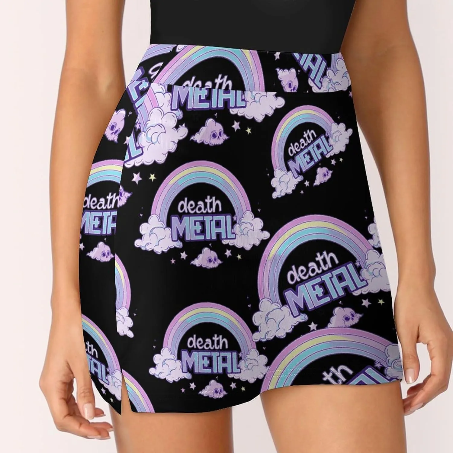 Death Metal Rainbow Women's Skort Athletic Skirt Golf Skorts A-line Skirts with Built-in Shorts Pockets