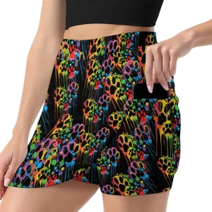 Dog Paws Heart Watercolor Women's Skort Athletic Skirt Golf Skorts A-line Skirts with Built-in Shorts Pockets