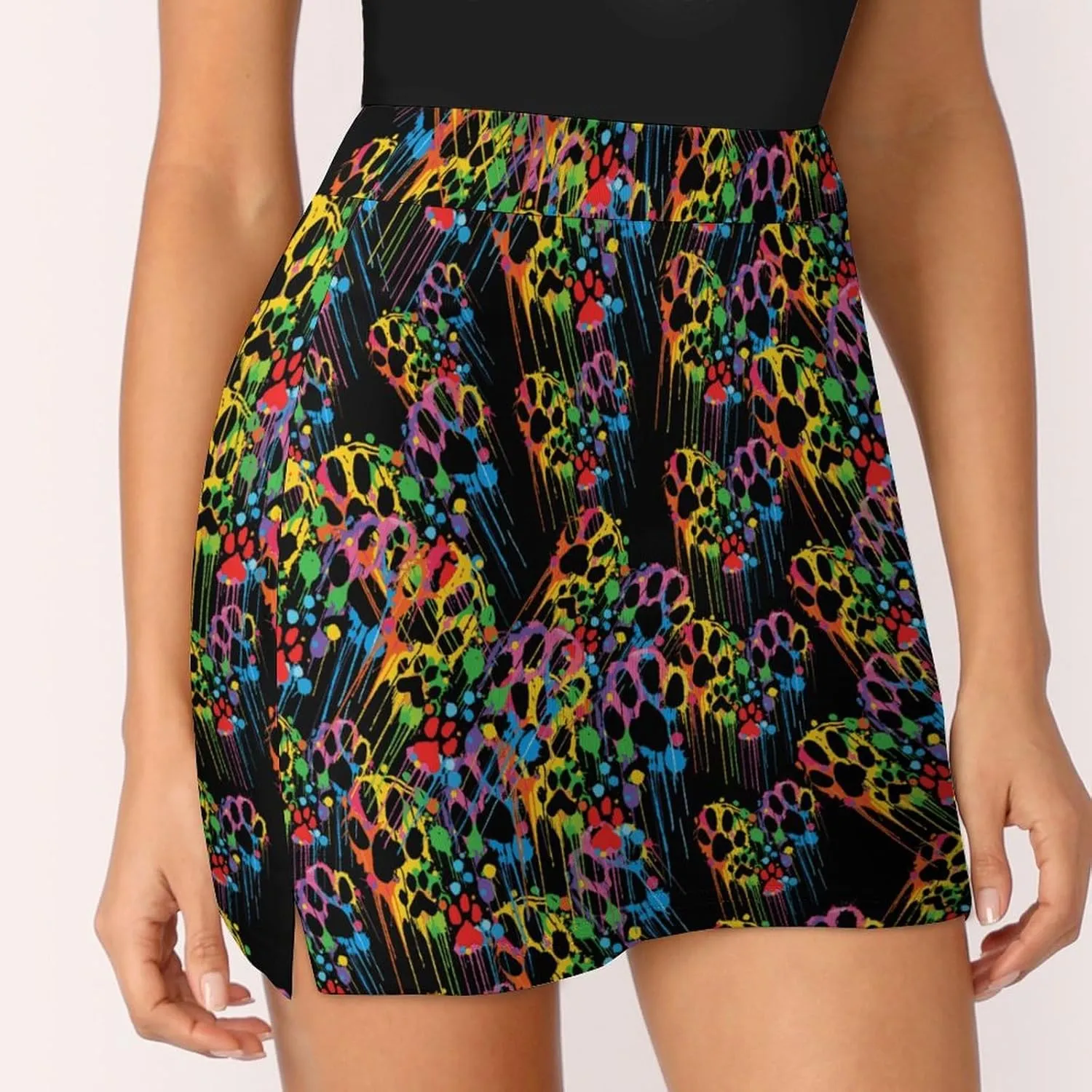 Dog Paws Heart Watercolor Women's Skort Athletic Skirt Golf Skorts A-line Skirts with Built-in Shorts Pockets