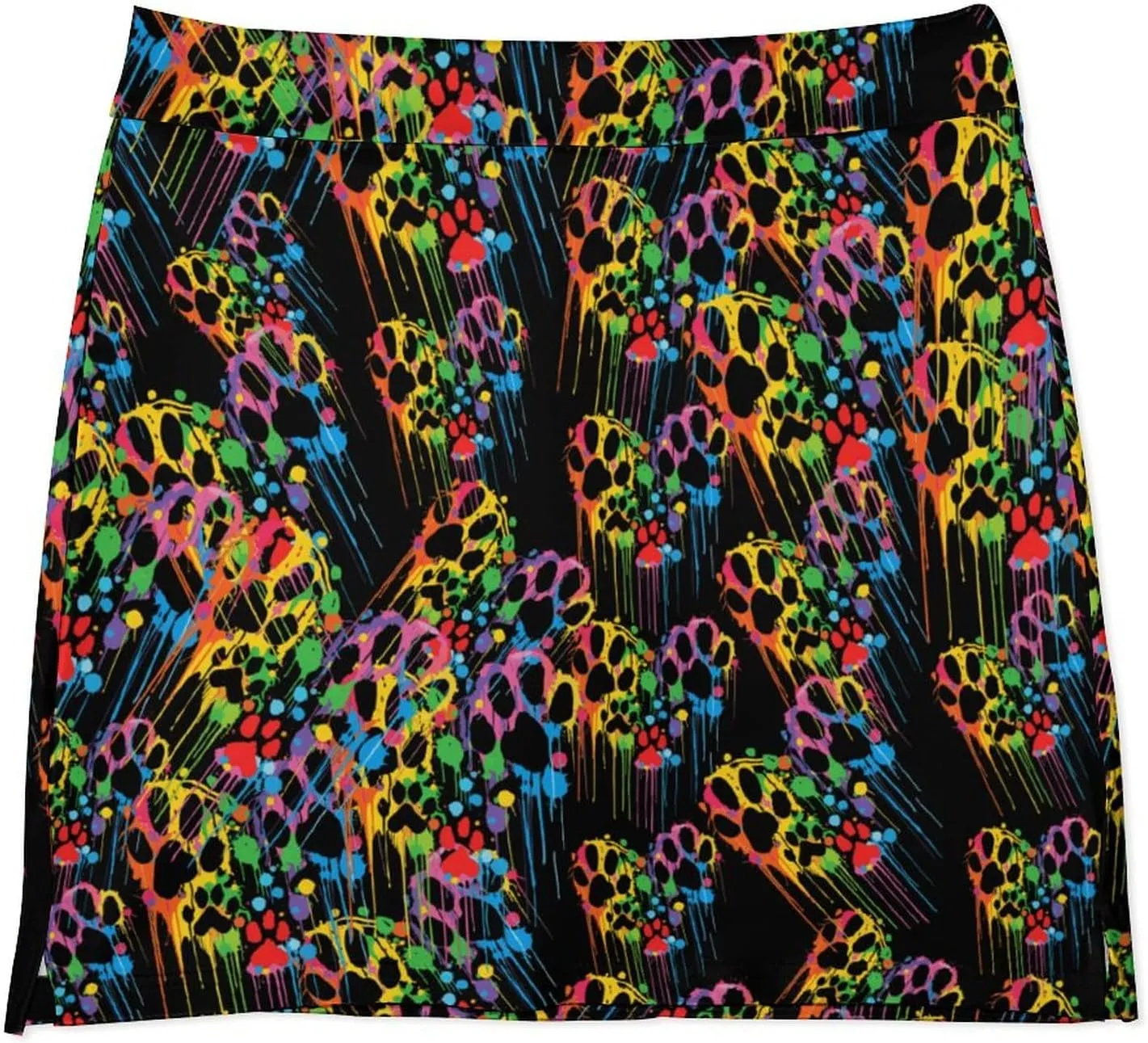 Dog Paws Heart Watercolor Women's Skort Athletic Skirt Golf Skorts A-line Skirts with Built-in Shorts Pockets