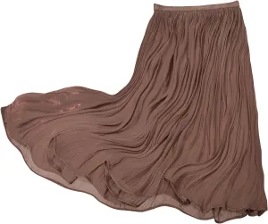 ebossy Women's High Elastic Waist Pleated Shiny Lustrous Flowy Swing A-line Midi Skirts