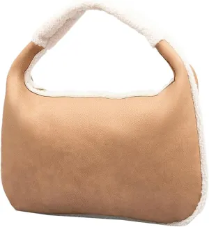 Fashion Bucket Tote Bag for Women PU Leather Shoulder Crossbody Bag Purse Large Handbags Winter Plush Satchel