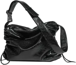 Fashion Shoulder Tote Bag for Women Large Vegan Leather Crossbody Purse Y2k Handbag with Drawstring Satchel