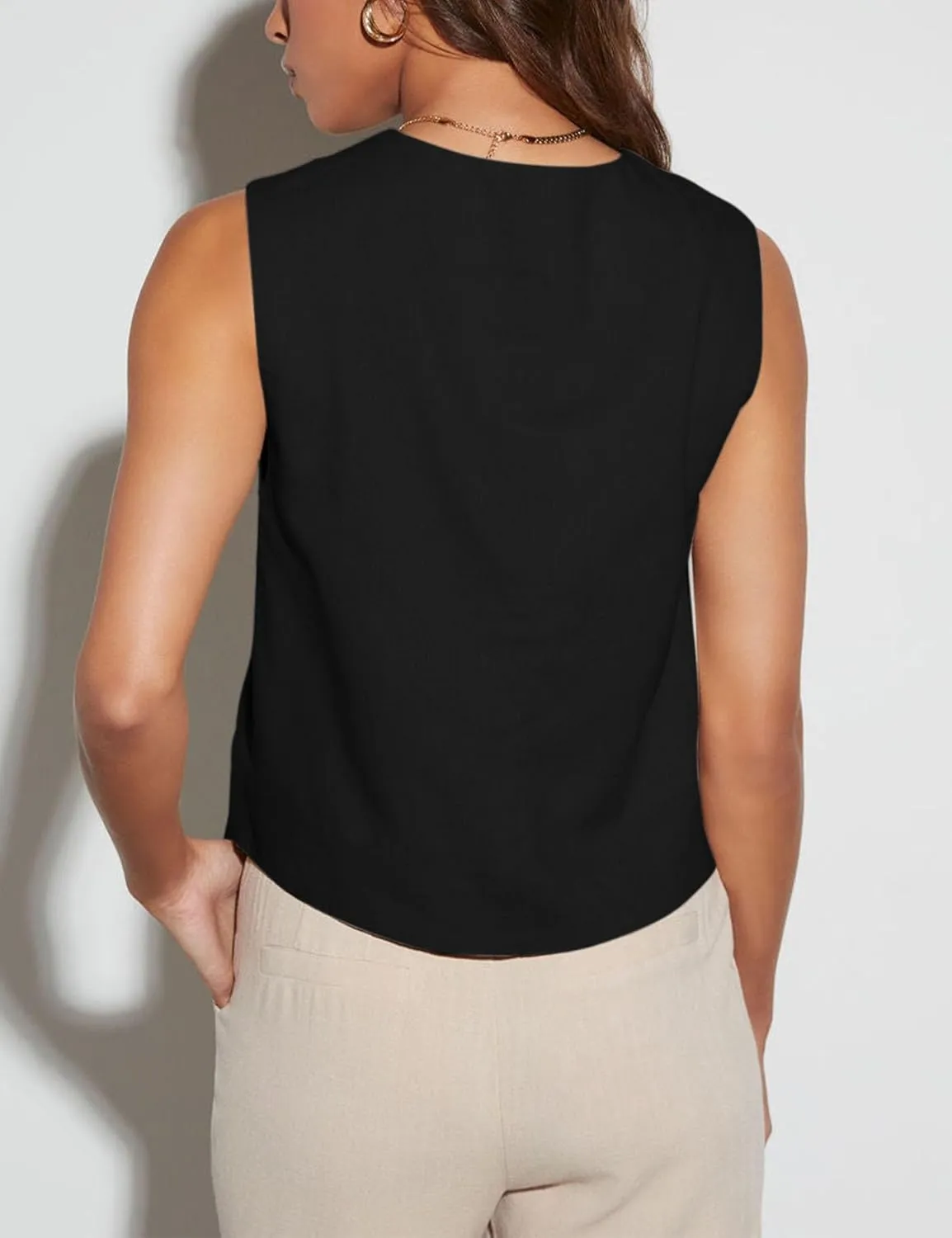 Floral Find Womens Casual Button Down Sleeveless Vest Fully Lined V Neck Business Jacket Waistcoat with Pocket