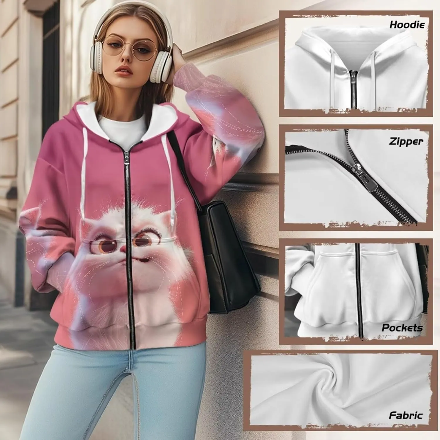 Forchrinse Red Ladybug Zip Up Hoodie for Women Long Sleeve Causal Y2K Hoodie Ladybug Oversized Sweatshirts Fall Pullover Tops